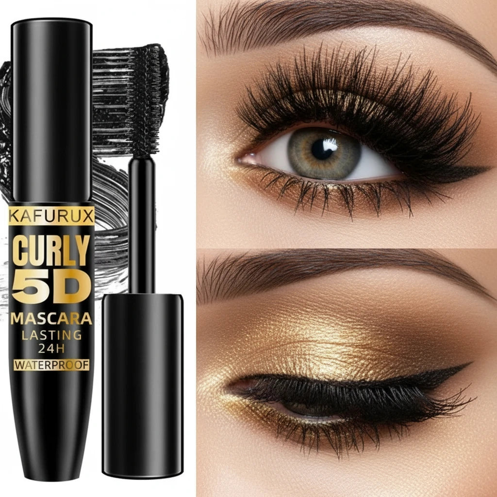 5D Black Waterproof Mascara Lengthens Eyelashes Extension Thick Silk Fiber Mascara Female Makeup Eye Cosmetics Tools for Gifts