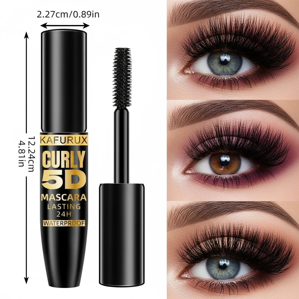 5D Black Waterproof Mascara Lengthens Eyelashes Extension Thick Silk Fiber Mascara Female Makeup Eye Cosmetics Tools for Gifts